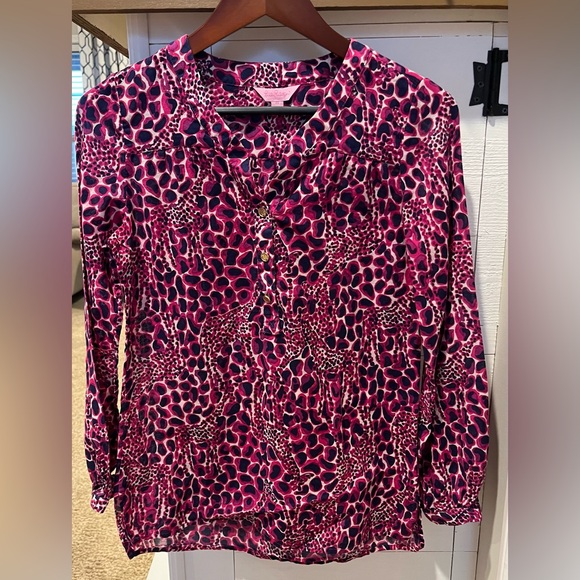 Lilly Pulitzer Tops - Lilly Pulitzer Womens Elsa Blouse Size XS Purple Long Sleeve Top